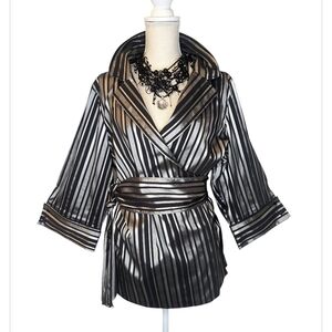 Lane Bryant Black and Silver Striped Blouse